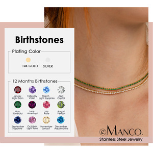 Emanco Cadena de Tenis de Diamantes de Alta Calidad, Chapada en Oro y <span class=keywords><strong>Plata</strong></span>, de Acero Inoxidable, Collar de Tenis de Diamantes de Circonita Cúbica para Mujer - Product Image 1