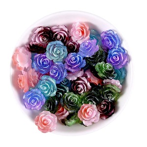 Fleurs artificielles en résine, modèle de roses, cabochons à dos plat, accessoires d'embellissement, couleur dégradée, 18 mm, pour loisirs créatifs DIY - Product Image 5