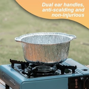 Barquettes rondes jetables écologiques en aluminium de qualité alimentaire avec couvercle, boîte en aluminium pour riz, casseroles et pot rond en aluminium - Product Image 2