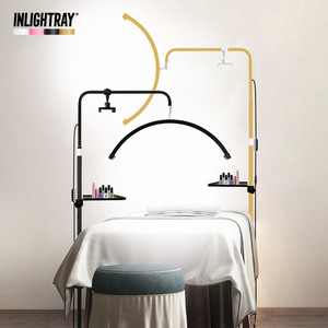 Lámpara de pie profesional con diseño de media luna para extensiones de pestañas y decoración de salones, con luz de relleno fotográfico en forma de ojo de media luna. - Product Image 2