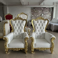 LK20191116-11 Chaise de trône royale antique en or de luxe à dossier haut pour pédicure, mobilier pour événements de mariage, canapé de trône
