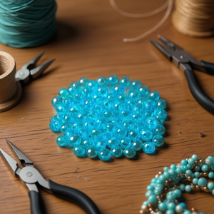 Perline Ilan Abalorios 8mm Blu Cielo 20g per Creazione di Gioielli - Product Image 3