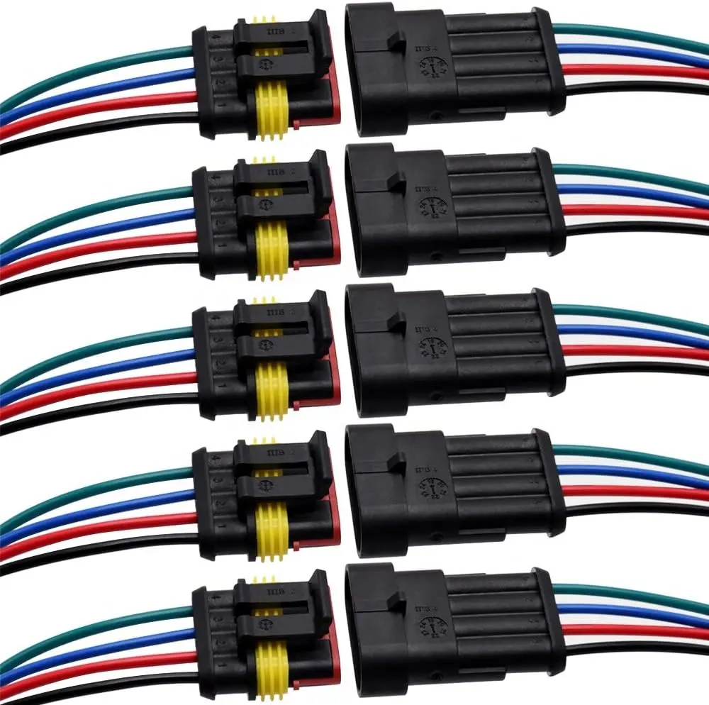 4-Pins Waterdichte Connector Mannelijke En Vrouwelijke Manier 16 Awg Draad Geschikt Voor Auto Truck, Boot En Andere Draadverbinding