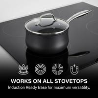 Poêle à frire professionnelle 2,6 mm en aluminium anodisé dur avec couvercle en verre, antiadhésive, compatible induction, légère, pour cuisson extérieure