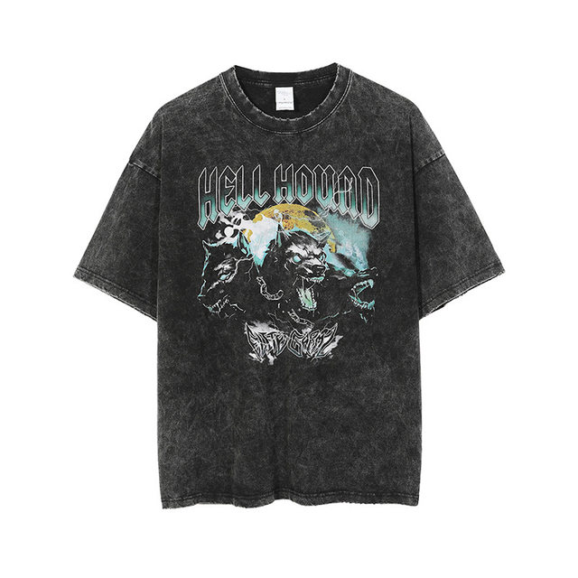Unisex Men's Black Acid Wash Oversized Vintage Stone Washed T-shirt 100% Cotton Boxy Fit Breathable