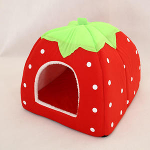 Coussin pour chien semi-fermé en forme de fraise, pliable, écologique, motif dessin animé, pour toutes les saisons, amovible et lavable - Product Image 3