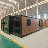 Maison conteneur modulaire préfabriquée extensible à 3 chambres, prête à l'emploi, kit de cabane compacte en acier à double aile, design moderne, pour salle de sport ou résidence