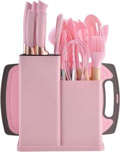 Custom Wholesale 19 Kitchenware <b>Set</b> <b>Silicone</b> <b>Utensil</b> Cuttings Board Storage Wooden Handle Bucket Knife Non Stick Kitchenware <b>Set</b> - Product Image 4