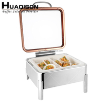 Huadison – chauffe-plat électrique pour buffet, fournitures de restaurant, chauffe-plat en or rose pour la restauration