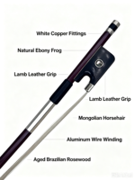 MiaoSenGuang ZWA8 Brazilwood Polished Finish Lightweight Durable Handmade Cello Bow 4/4 Size Stringed Instrument Parts