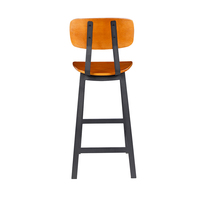 Tabouret de bar carré avec repose-pieds, assise et dossier en contreplaqué courbé, structure métallique thermolaquée, pour îlot de cuisine, bar, vente en gros