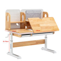 Ensemble Chaise et Bureau d'École Moderne et Abordable à Hauteur Réglable, Ergonomique en Bois et Métal, Table d'Étude pour Enfants avec Étagère