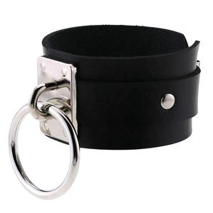 Punk di Grandi Dimensioni A Doppio Strato di Pelle Della Copertura Della Fascia Del Braccialetto Del Polso Bondage BDSM In Metallo Argento O Rotonda Gotico Braccialetti - Product Image 3