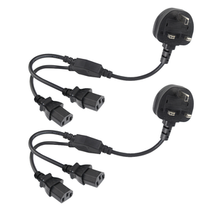 Divisor Y 2 ramas 3 pines UK BS enchufe doble IEC C13 enchufe británico cable de alimentación BS1363 3A/13A fusible resistente para PC TV <span class=keywords><strong>Monitor</strong></span> ordenador - Product Image 1