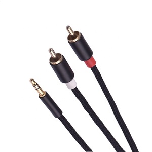 Alta calidad negro móvil auriculares altavoz DC de 3,5 <span class=keywords><strong>MM</strong></span> a 2 RCA <span class=keywords><strong>macho</strong></span> de <span class=keywords><strong>Cable</strong></span> de Audio - Product Image 2