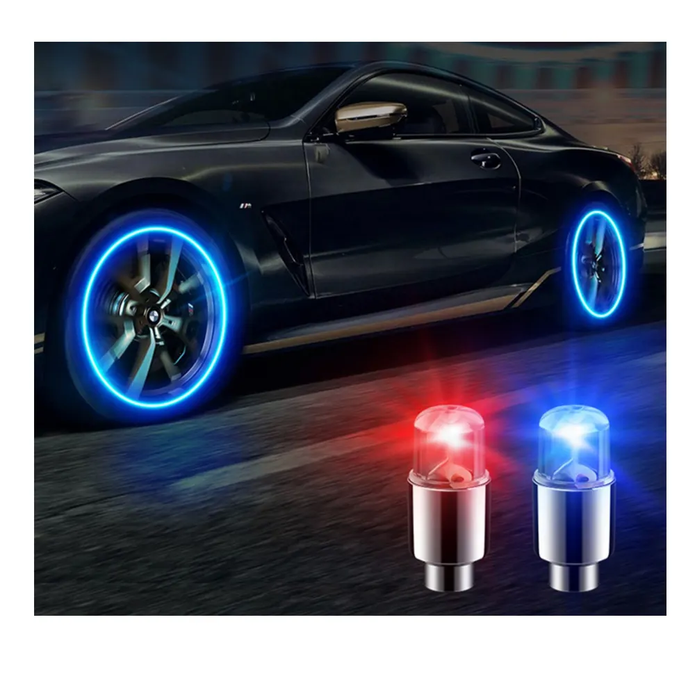 Capuchon de Valve de pneu, 6 couleurs, lumière LED Flash, capuchon de Valve de pneu de voiture, couvercle d'air, capuchon de tige de roue de Valve de pneu