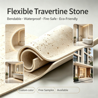 Pierre flexible en travertin, design ultra-léger pour les murs de réception de bureaux et les zones d'accueil.