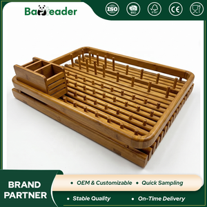 Portapiatti in Bambù Ecologico Carbonizzato, Organizzatore Compatto a Singolo Livello per Cucina, Supporto per Piatti da Piano di Lavoro o Armadio - Product Image 1