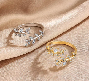 Minimalist Adjustable Open toe Ring with CZ Stone Studded Leaf and <b>Branch</b> Design for Women Fashionable Elegant Style Accessory - Product Image 6
