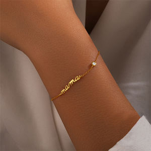 Nouveauté 925 argent Sterling plaqué or lettres initiales <span class=keywords><strong>MAMA</strong></span> CZ cubique zircone chaîne Bracelet pour les femmes fête des mères cadeau - Product Image 4
