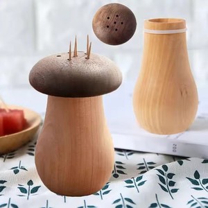 Creative Walnut Wood Mushroom Head <b>Toothpick</b> Dispenser Cute Container for Home Kitchen Restaurant Use - Product Image 3