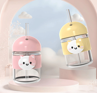 Gobelets en verre épais style Ins avec paille, écologiques, durables, design moderne et mignon pour la rentrée scolaire des enfants, vente en gros