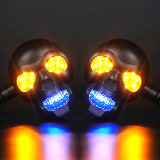 Custom Motorcycle Headlight Mini Driving Light LED Turn Signal Indicator Skull Spotlight Super Bright IP-67 Waterproof Aviation