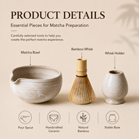 Nouveau design de kit cadeau moderne en céramique blanche pour la fabrication du thé Matcha outils logo personnalisé vente en gros de fouet Matcha