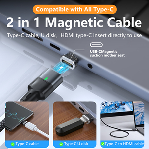Cable de Carga Magnético Transparente de 60W Pd con Tipo C USB-C, Carga Rápida, Almacenamiento Automático para Computadora - Product Image 1