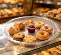 Couvercle jetable en plastique de haute qualité, vente directe d'usine, pour conteneur rond, hôtel, pique-nique, mariage, restaurant, utilisation à emporter
