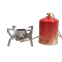 Réchaud à gaz portable pliable manuel en acier inoxydable léger pour le camping en plein air, la randonnée, le pique-nique et la survie