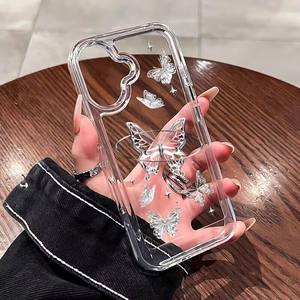 เคสฝาครอบโทรศัพท์มือถืออะคริลิคเนื้อแข็งพิมพ์ลายผีเสื้อสีเงินสำหรับ Samsung <span class=keywords><strong>Galaxy</strong></span> A55 A35 A25 A15 A24 A14 A05S A16 - Product Image 5