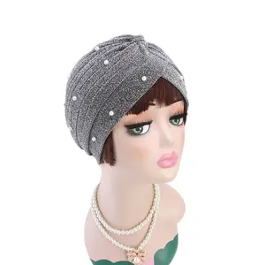时尚新款Glister扭转弹性发帽女性化学帽串珠扭转女孩头巾
