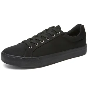 Baskets de tennis unisexes de haute qualité OEM ODMFashion pour hommes chaussures plates en toile noire avec logo personnalisé