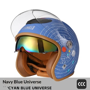 Casco de Moto Retro 3 4 con Doble Lente y Diseño de Patrón Atractivo para Scooter y Uso Diario - Product Image 5