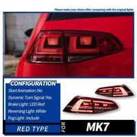Conjunto de Luces Traseras LED para Volkswagen Golf MK7 2013-2017, Enchufar y Usar, Luz de Freno Trasera, Direccional y de Posición