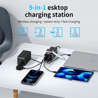 KAngtravel Dual USB Ports, Soket Universal dengan Stasiun Pengisian Daya Desktop 75W Fast Charging. Colokan Standar EU