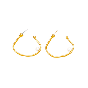 Boucles d'oreilles en perles, acier inoxydable 316L, placage or PVD, résistantes et durables, pour femmes. - Product Image 2