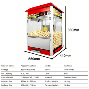 Máquina Manual para Hacer Palomitas de Maíz al Mejor <span class=keywords><strong>Precio</strong></span>, 110V, Máquinas de Palomitas de Maíz de Aire Caliente en Venta, 110V 220V - Product Image 2