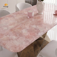 Table à manger de luxe en pierre de quartz rose naturelle, pierre précieuse de guérison