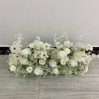 Dekorasi Pernikahan QSLH-Ar171, Garland Meja, Bunga Baby Breath Buatan, Mawar Putih, Centerpiece Bunga Bola, Bunga Baby Breath untuk Gapura