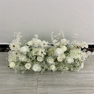 QSLH-Ar171 Decorazione per Eventi Nuziali Ghirlanda da Tavolo Artificiale con Rose Bianche e <span class=keywords><strong>Fiori</strong></span> di Gypsophila Centrotavola Sfera Floreale Arco di <span class=keywords><strong>Fiori</strong></span> - Product Image 5
