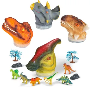 New packaging funny dinosaur head bucket plastic dinosaur toy 2023