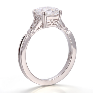 Платиновое кольцо с бриллиантом в классическом стиле «Пронс», PT950, основной камень 1 карат, огранка «Ашер», выращенный в лаборатории бриллиант, обручальное или юбилейное кольцо - Product Image 4