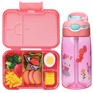 Aohea Ensemble de boîte à bento complète et bouteille d'eau réutilisable en plastique pour enfants et écoliers, qualité alimentaire sans BPA - Product Image 4