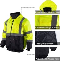 Vêtements de travail haute visibilité personnalisés de classe 3 ANSI, veste bomber réfléchissante de sécurité imperméable pour l'hiver