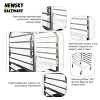 Chariot de rangement à 20 niveaux en acier inoxydable pour plateaux de cuisson, avec roulettes, pour refroidissement et stockage en cuisine commerciale et boulangerie