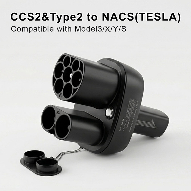 CCS2 to NACS Adapter EV Connector DC Fast Charger 250kW Supports Type 2 AC Charging for Tesla Model 3 Y S X