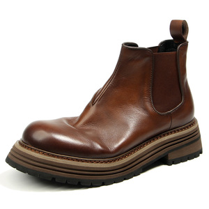 Bottes Chelsea pour hommes, chaussures montantes à semelle épaisse, talon moyen, style britannique, bottes à enfiler, couleur marron, taille adulte - Product Image 1