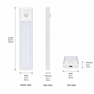 Luz de gabinete ultrafina de aluminio con sensor de movimiento, regulable, súper brillante, recargable por USB, inalámbrica, adhesiva, para armario. - Product Image 2